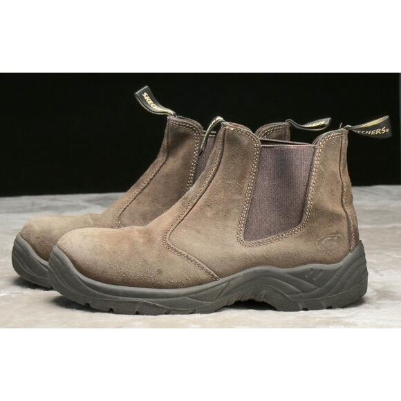 Skechers Work Tapter ST Brown Suede Chelsea Boots Mens Size 7.5 - Picture 15 of 16